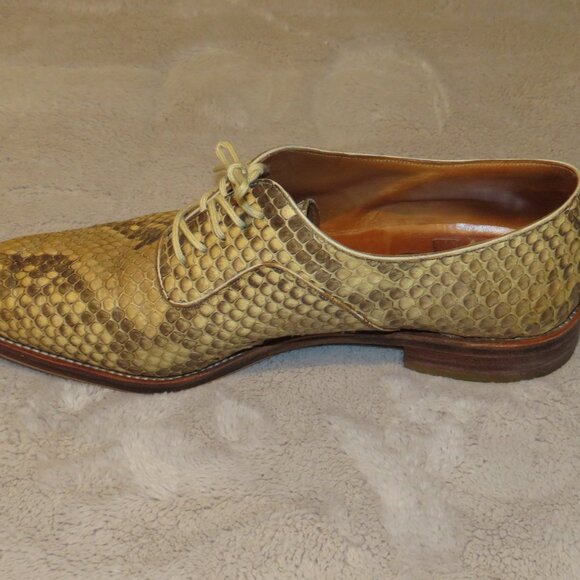 J.M. Weston Cream Snakeskin Leather Custom Made Derby 7C - Picture 3 of 12